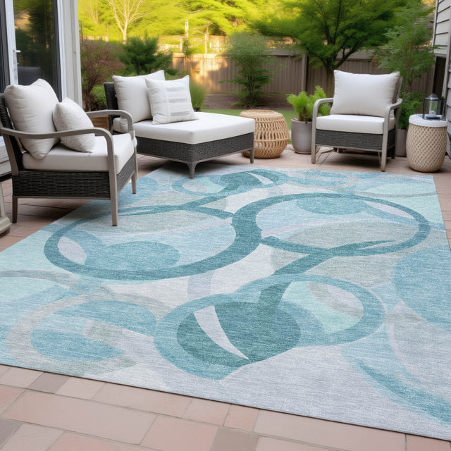 Addison Chantille ACN2168 Geometric Machine Made Transitional Teal Rug