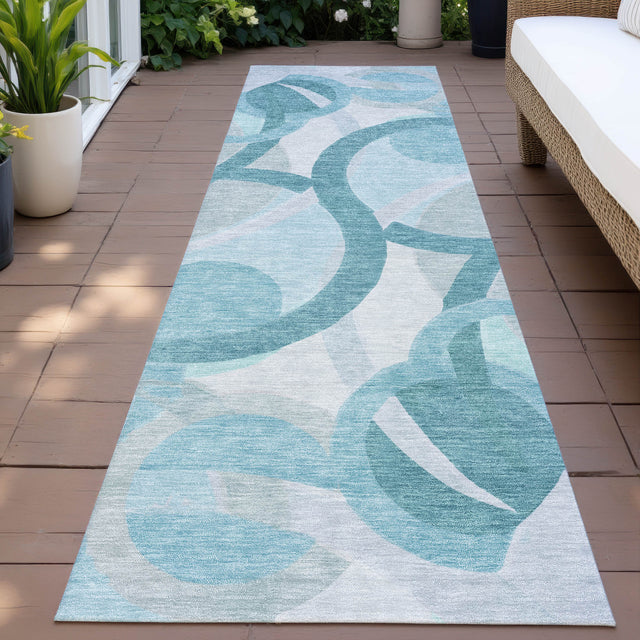 Addison Chantille ACN2168 Geometric Machine Made Transitional Teal Rug