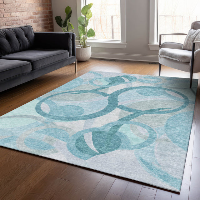 Addison Chantille ACN2168 Geometric Machine Made Transitional Teal Rug