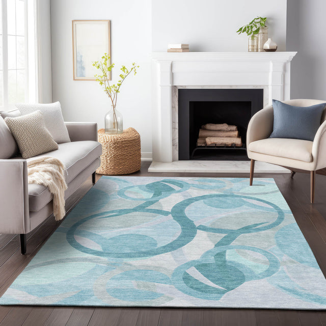 Addison Chantille ACN2168 Geometric Machine Made Transitional Teal Rug