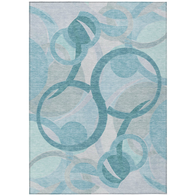 Addison Chantille ACN2168 Geometric Machine Made Transitional Teal Rug
