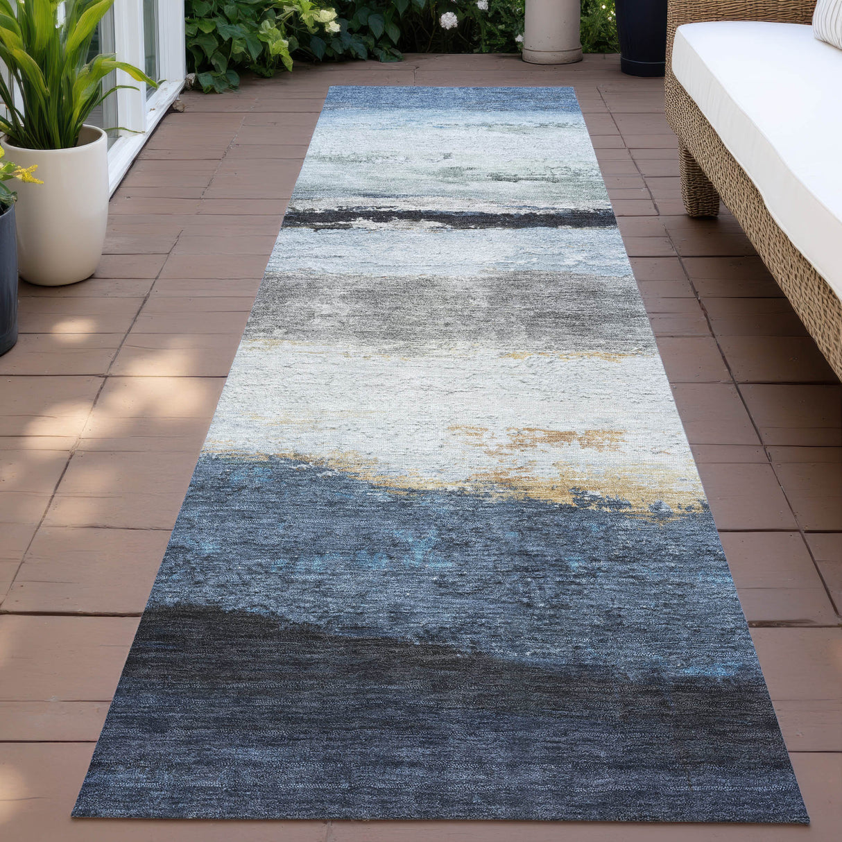 Addison Chantille ACN2169 Stripes Machine Made Transitional Blue Rug