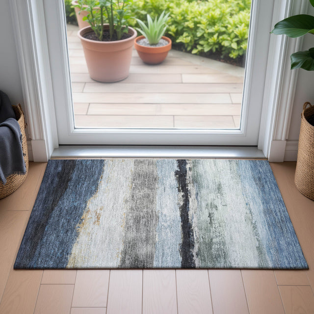 Addison Chantille ACN2169 Stripes Machine Made Transitional Blue Rug