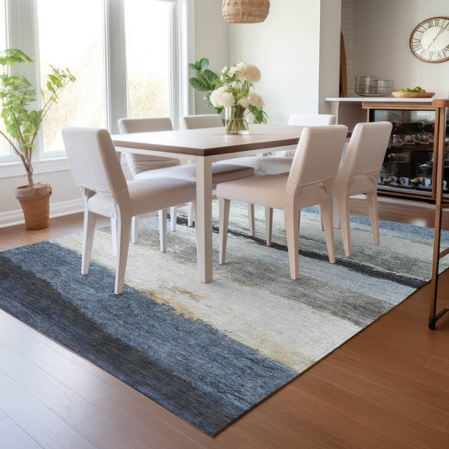 Addison Chantille ACN2169 Stripes Machine Made Transitional Blue Rug