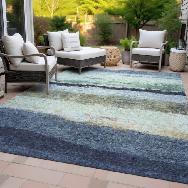 Addison Chantille ACN2169 Stripes Machine Made Transitional Denim Rug