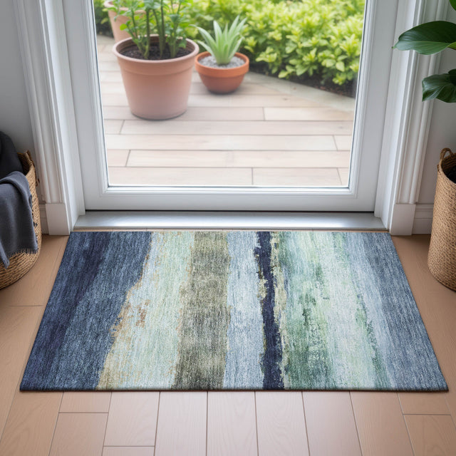 Addison Chantille ACN2169 Stripes Machine Made Transitional Denim Rug