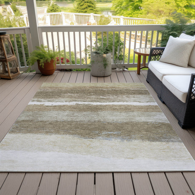 Addison Chantille ACN2169 Stripes Machine Made Transitional Khaki Rug