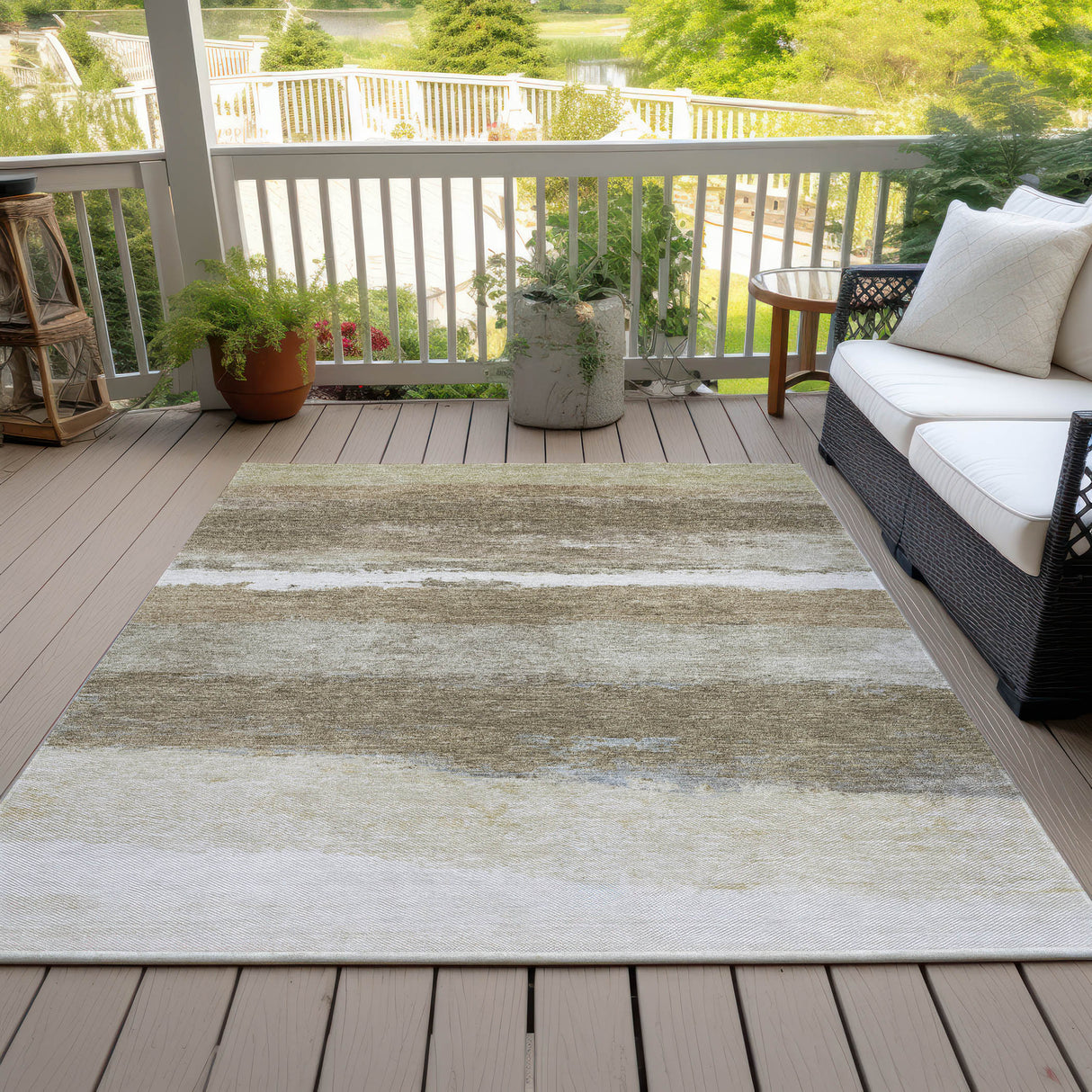 Addison Chantille ACN2169 Stripes Machine Made Transitional Khaki Rug