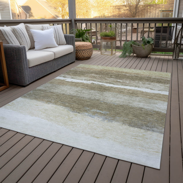 Addison Chantille ACN2169 Stripes Machine Made Transitional Khaki Rug