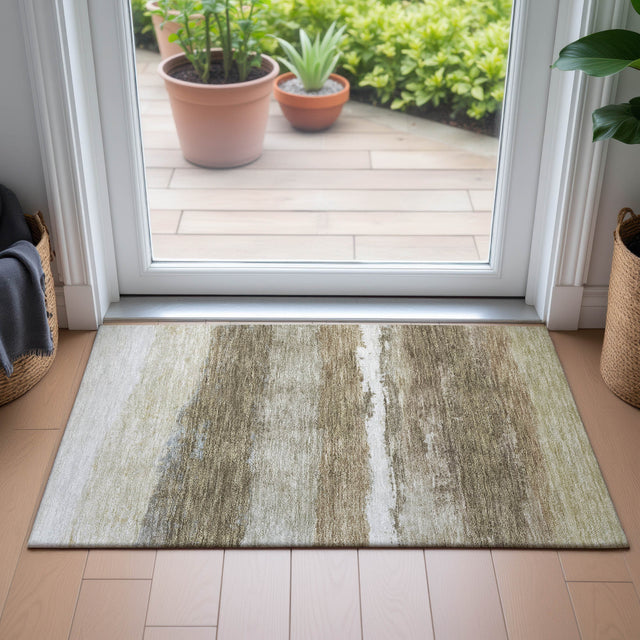 Addison Chantille ACN2169 Stripes Machine Made Transitional Khaki Rug