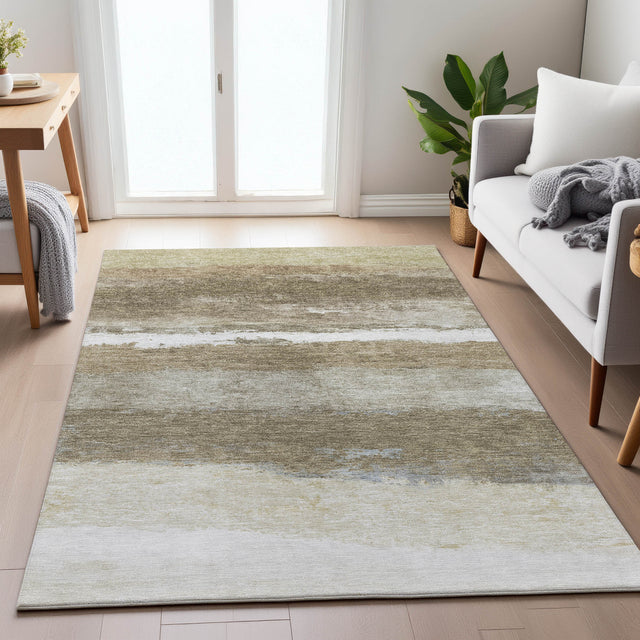 Addison Chantille ACN2169 Stripes Machine Made Transitional Khaki Rug