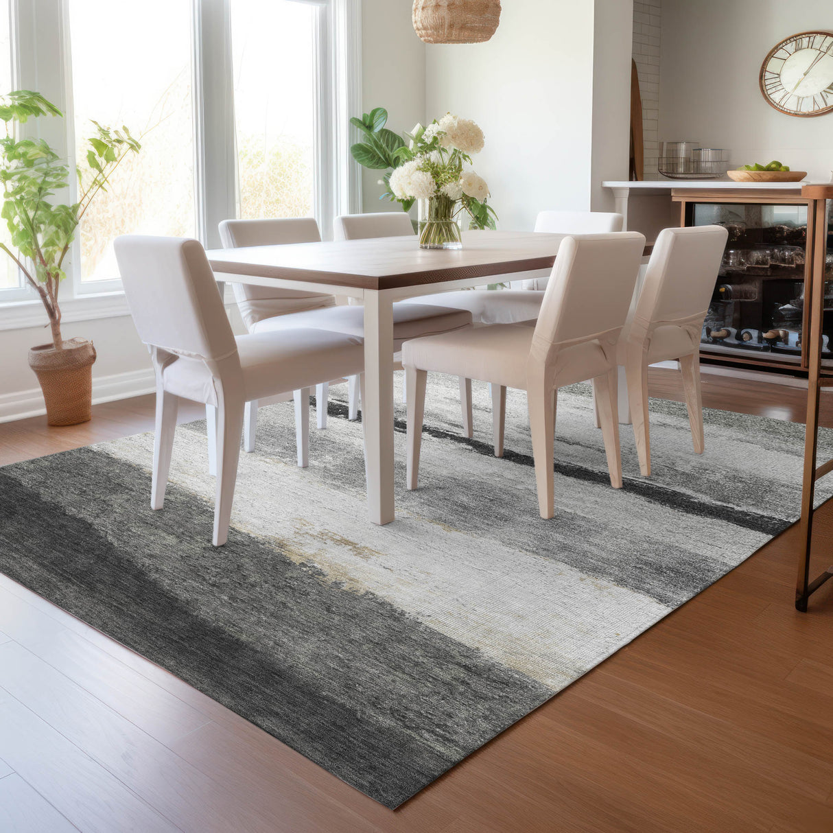Addison Chantille ACN2169 Stripes Machine Made Transitional Pewter Rug