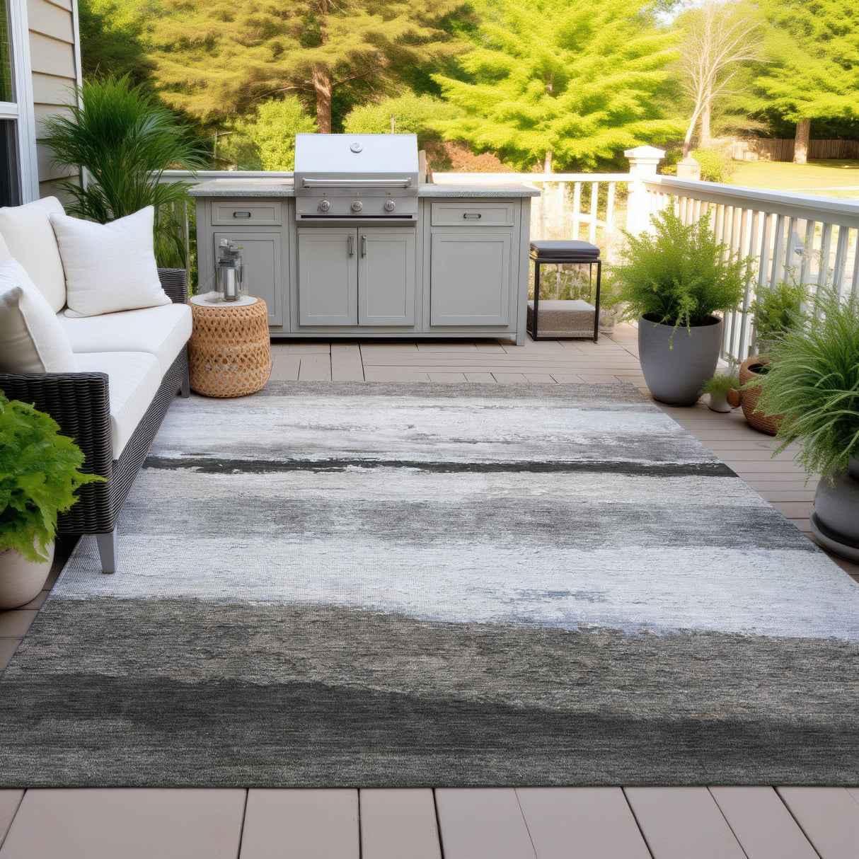 Addison Chantille ACN2169 Stripes Machine Made Transitional Taupe Rug
