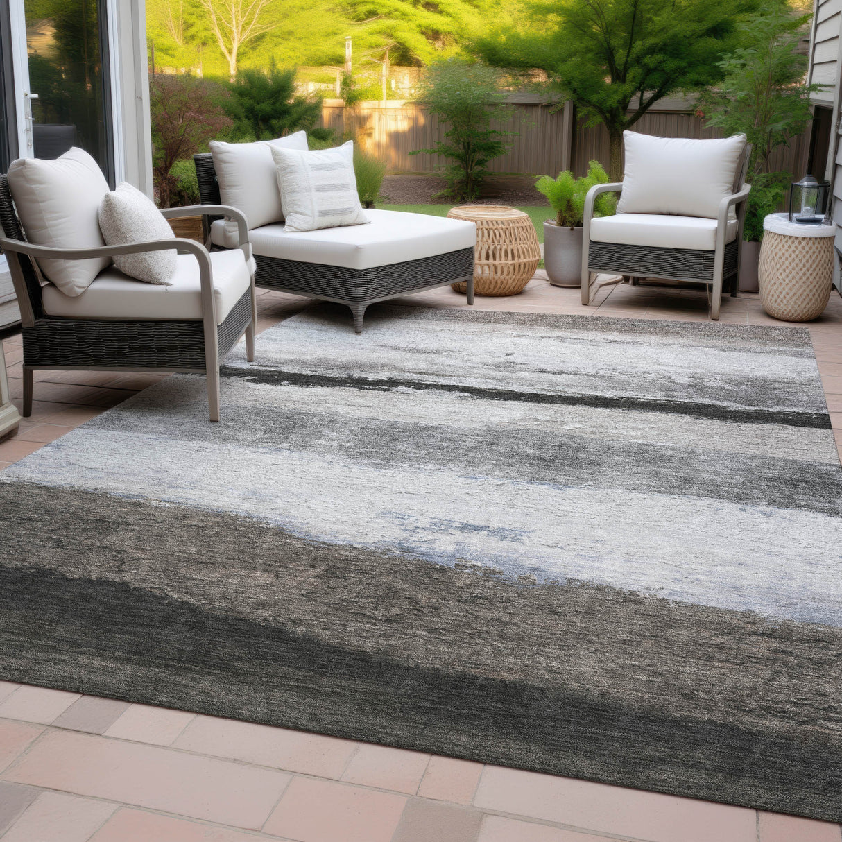 Addison Chantille ACN2169 Stripes Machine Made Transitional Taupe Rug