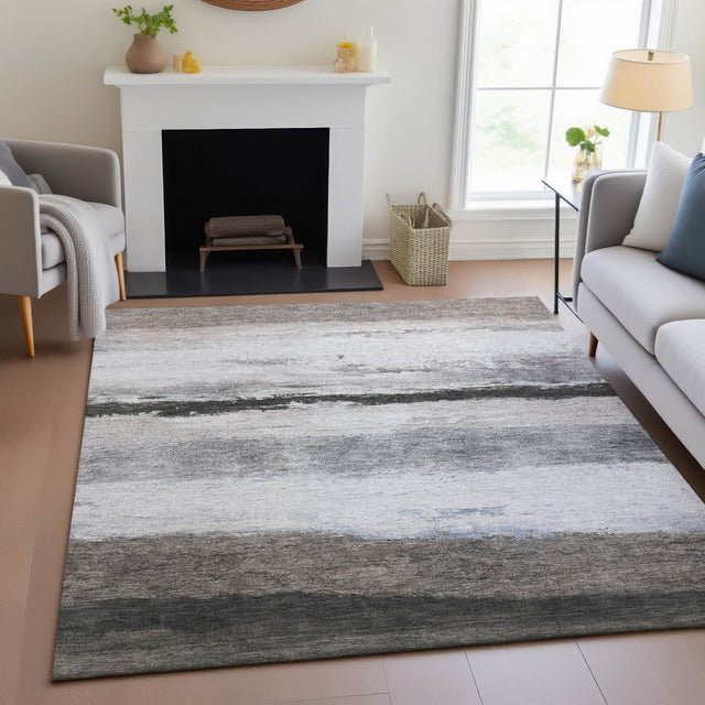 Addison Chantille ACN2169 Stripes Machine Made Transitional Taupe Rug