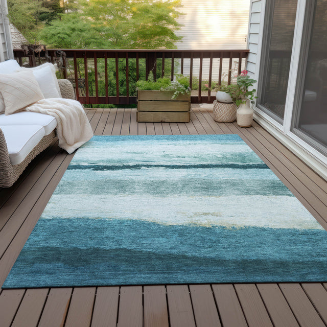 Addison Chantille ACN2169 Stripes Machine Made Transitional Teal Rug