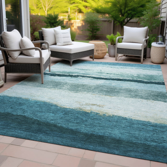 Addison Chantille ACN2169 Stripes Machine Made Transitional Teal Rug