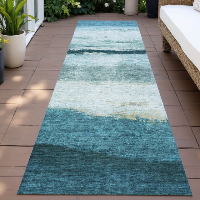 Addison Chantille ACN2169 Stripes Machine Made Transitional Teal Rug