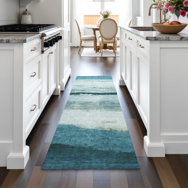 Addison Chantille ACN2169 Stripes Machine Made Transitional Teal Rug