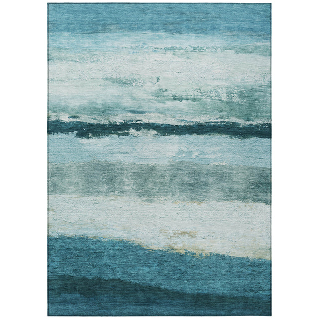 Addison Chantille ACN2169 Stripes Machine Made Transitional Teal Rug