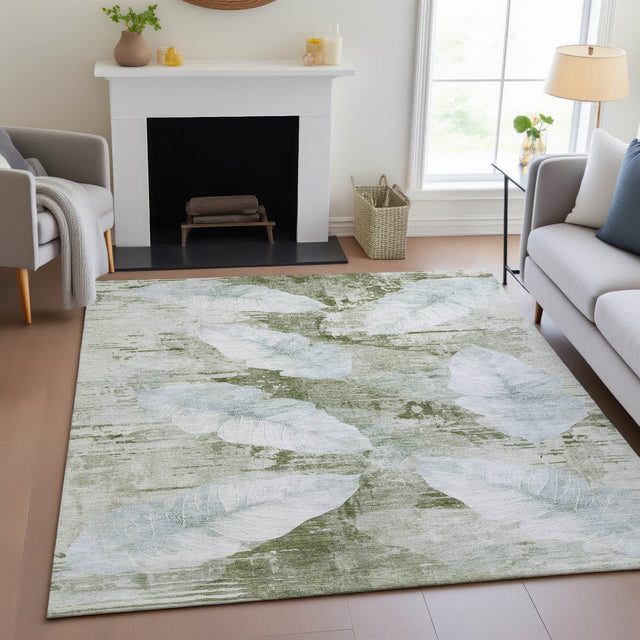 Addison Chantille ACN2172 Floral Machine Made Transitional Aloe Rug