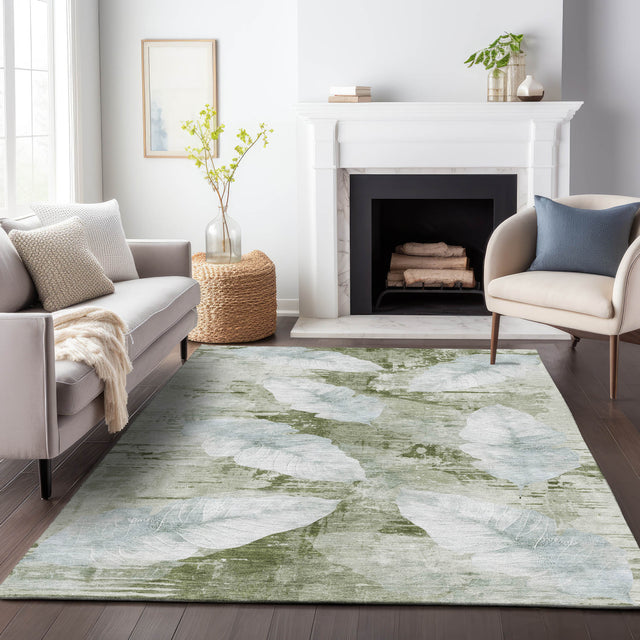 Addison Chantille ACN2172 Floral Machine Made Transitional Aloe Rug