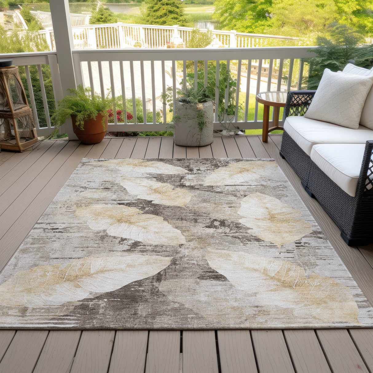 Addison Chantille ACN2172 Floral Machine Made Transitional Brown Rug