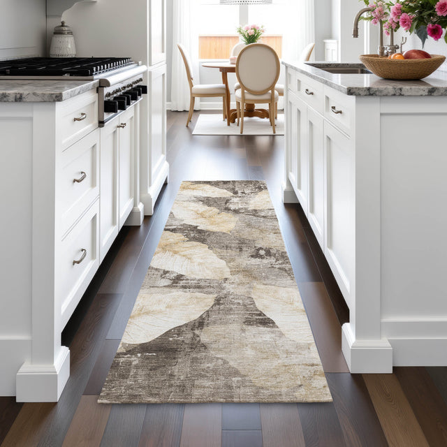 Addison Chantille ACN2172 Floral Machine Made Transitional Brown Rug