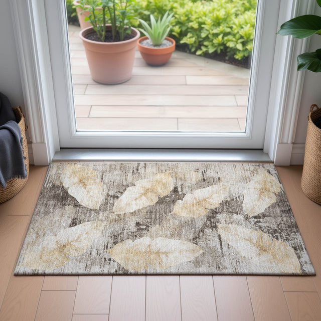 Addison Chantille ACN2172 Floral Machine Made Transitional Brown Rug