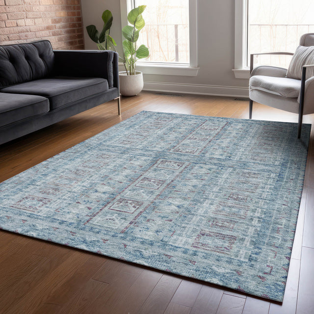 Addison Chantille ACN2173 Stripes Machine Made Transitional Blue Rug