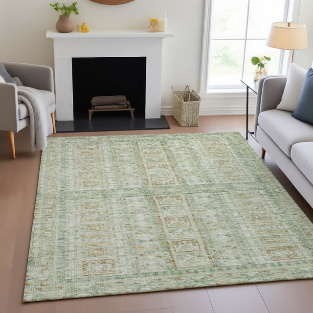 Addison Chantille ACN2173 Stripes Machine Made Transitional Green Rug