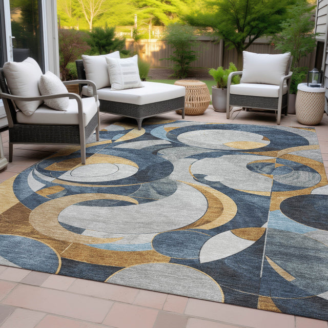 Addison Chantille ACN2175 Geometric Machine Made Transitional Blue Rug