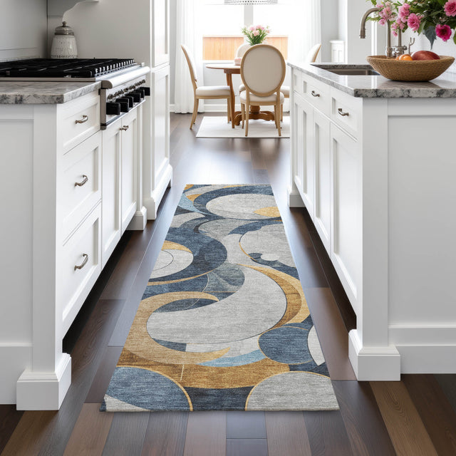 Addison Chantille ACN2175 Geometric Machine Made Transitional Blue Rug