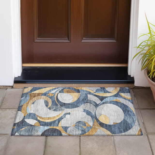 Addison Chantille ACN2175 Geometric Machine Made Transitional Blue Rug