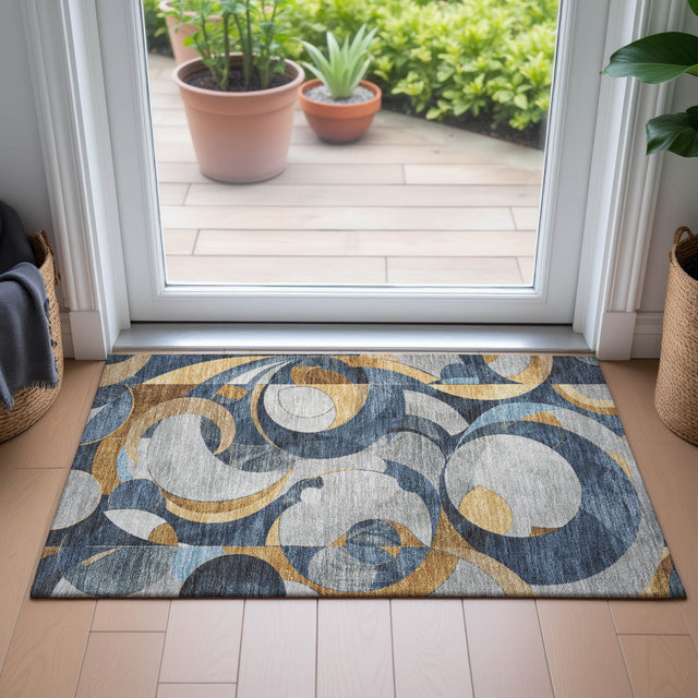 Addison Chantille ACN2175 Geometric Machine Made Transitional Blue Rug