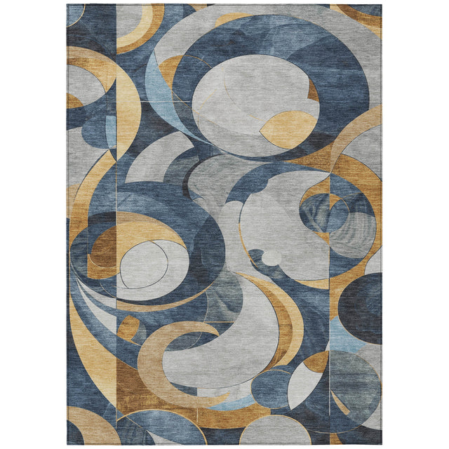 Addison Chantille ACN2175 Geometric Machine Made Transitional Blue Rug