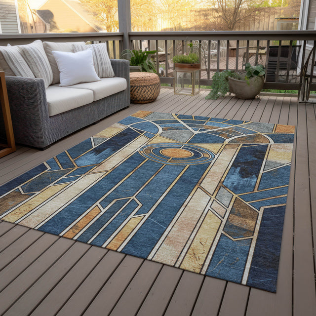 Addison Chantille ACN2176 Geometric Machine Made Transitional Blue Rug