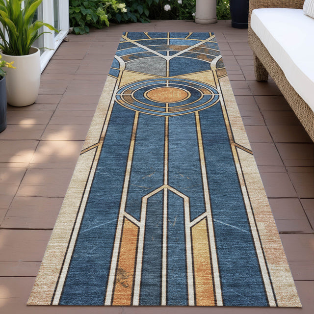 Addison Chantille ACN2176 Geometric Machine Made Transitional Blue Rug