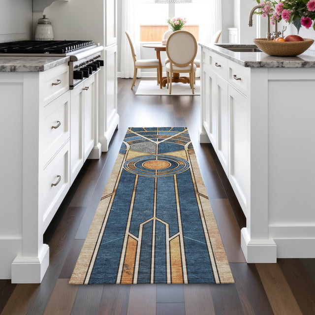 Addison Chantille ACN2176 Geometric Machine Made Transitional Blue Rug