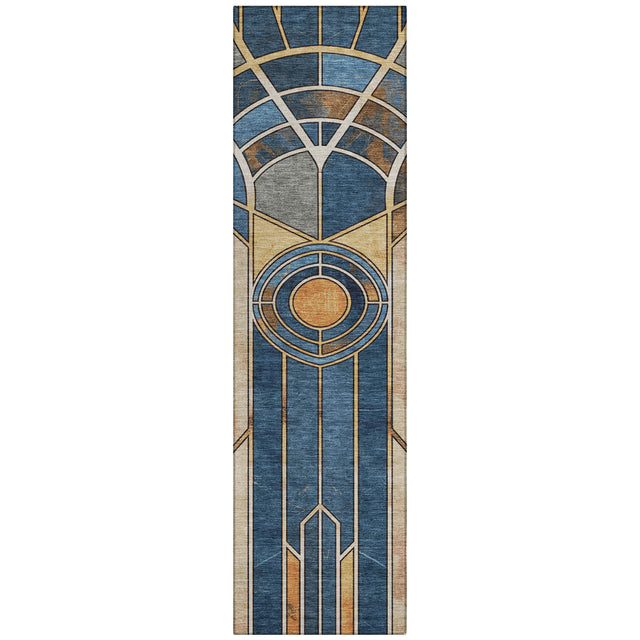 Addison Chantille ACN2176 Geometric Machine Made Transitional Blue Rug