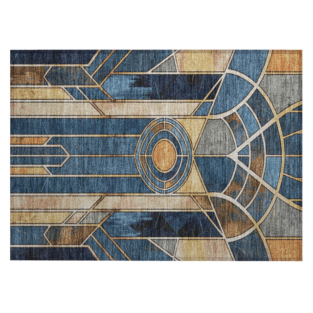 Addison Chantille ACN2176 Geometric Machine Made Transitional Blue Rug