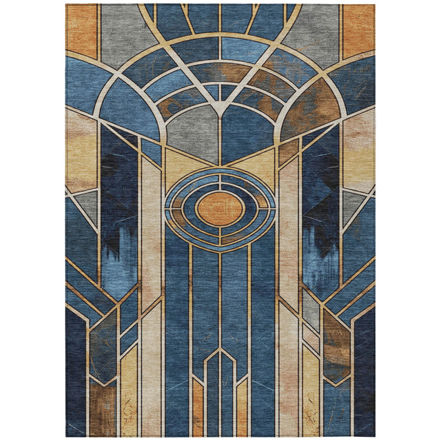Addison Chantille ACN2176 Geometric Machine Made Transitional Blue Rug