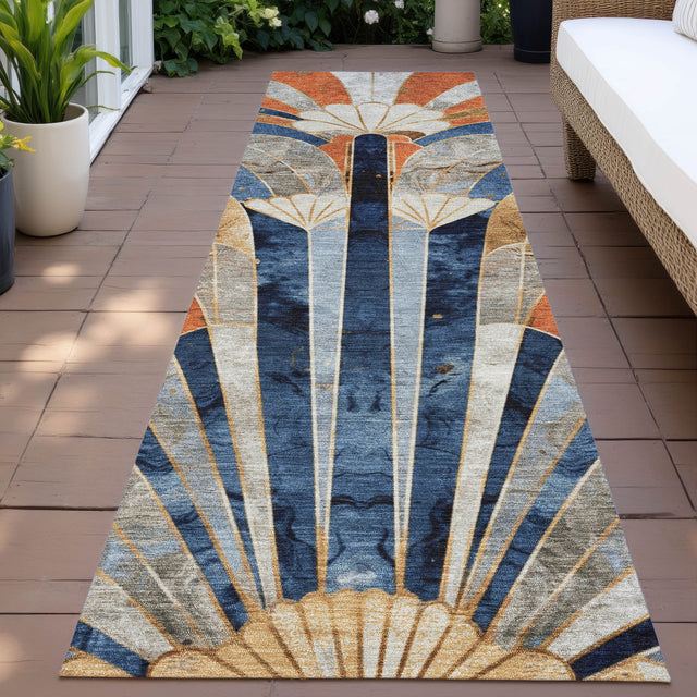 Addison Chantille ACN2177 Geometric Machine Made Transitional Navy Rug