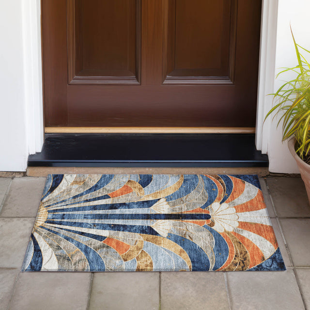 Addison Chantille ACN2177 Geometric Machine Made Transitional Navy Rug