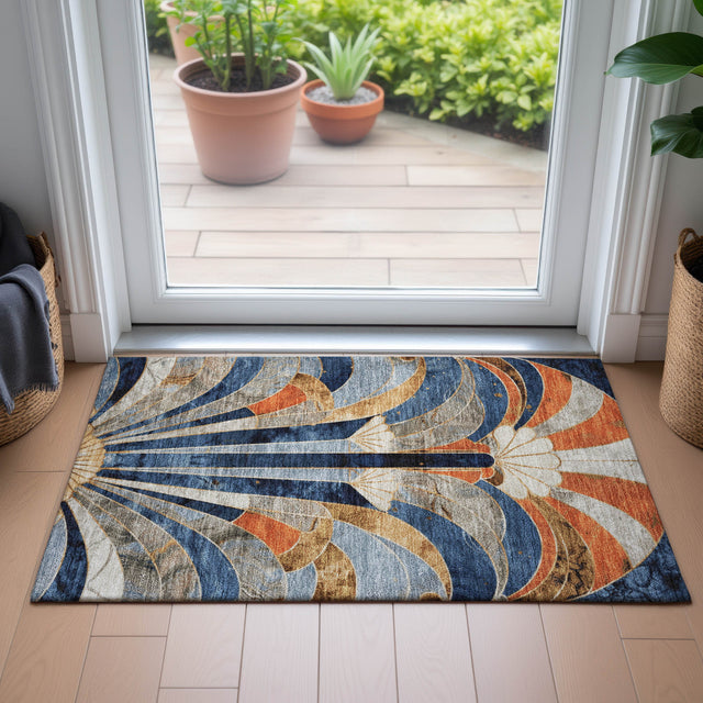 Addison Chantille ACN2177 Geometric Machine Made Transitional Navy Rug