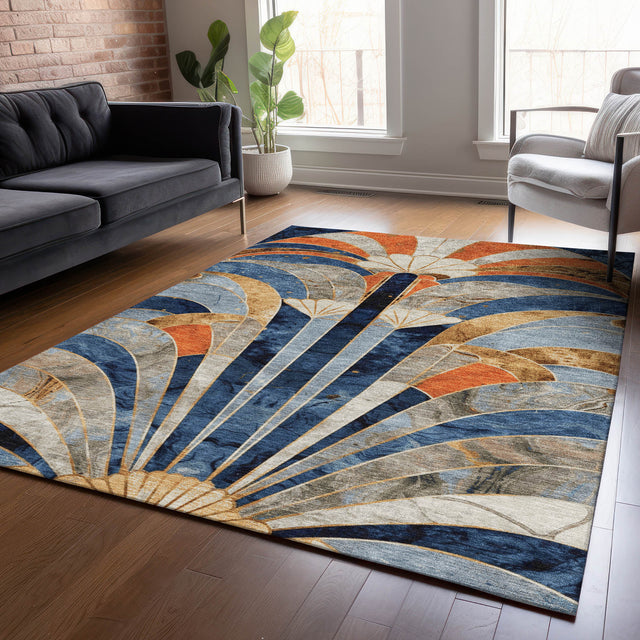 Addison Chantille ACN2177 Geometric Machine Made Transitional Navy Rug