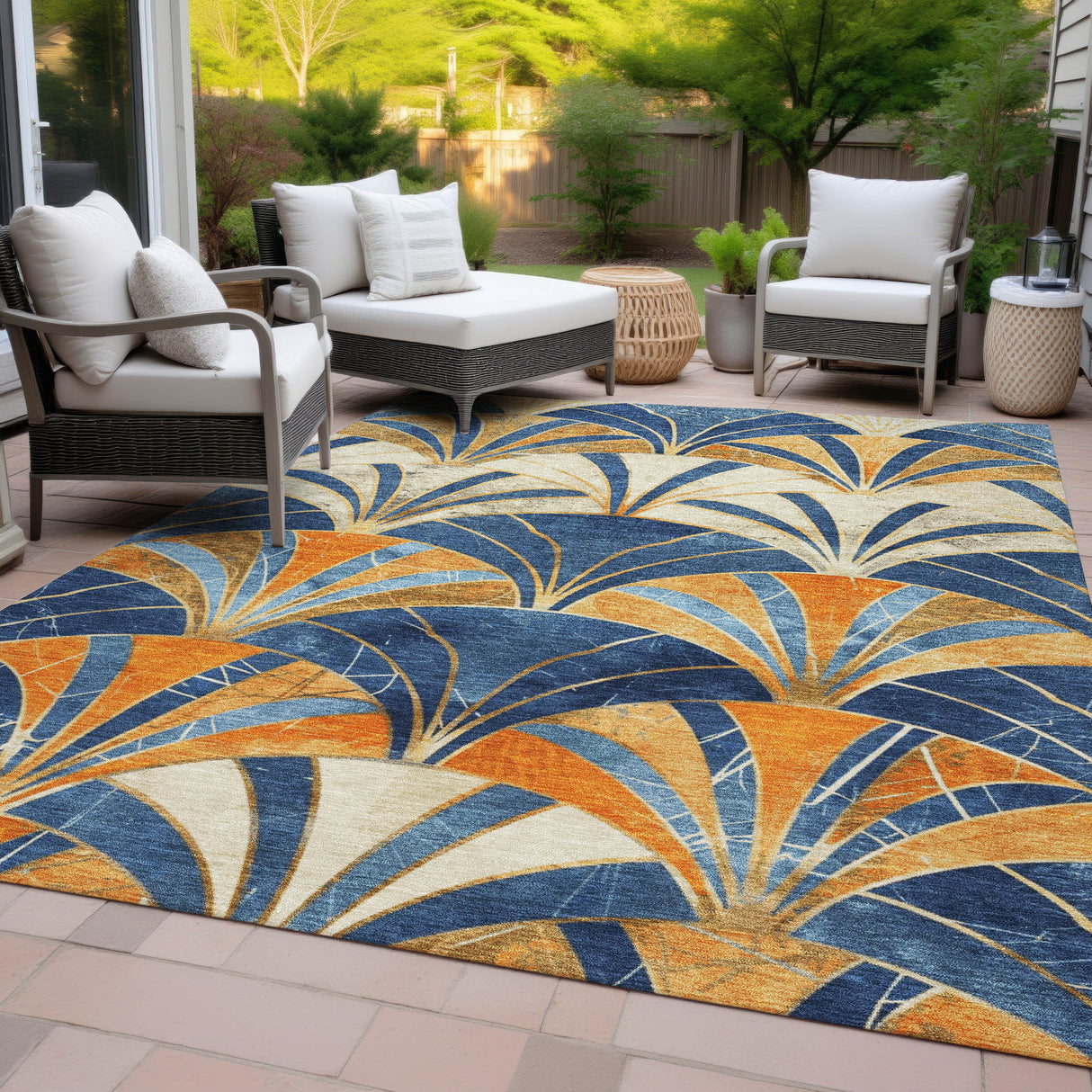 Addison Chantille ACN2178 Geometric Machine Made Transitional Blue Rug