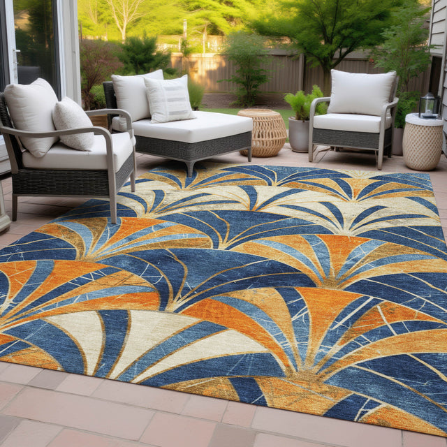 Addison Chantille ACN2178 Geometric Machine Made Transitional Blue Rug