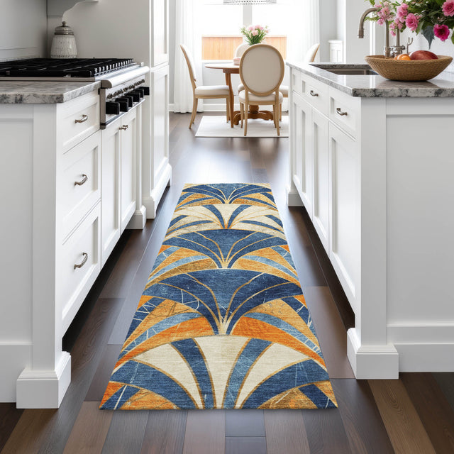 Addison Chantille ACN2178 Geometric Machine Made Transitional Blue Rug