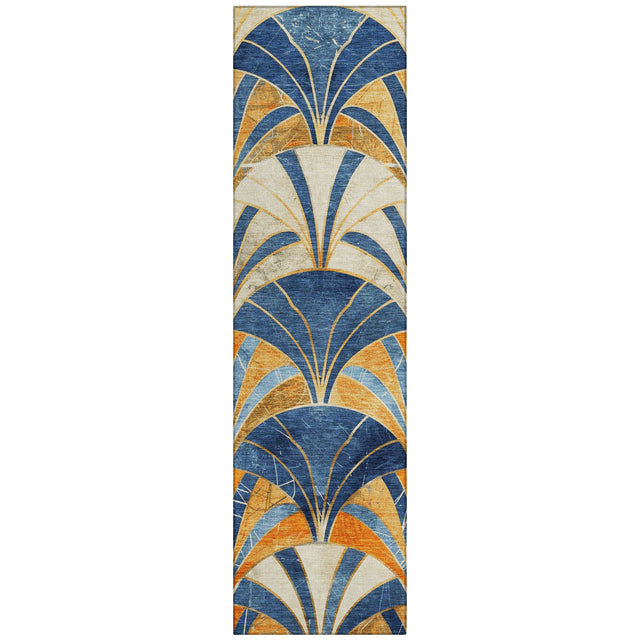 Addison Chantille ACN2178 Geometric Machine Made Transitional Blue Rug